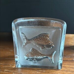 Pisces Zodiac Fish Glass Paperweight Paul Isling Nybro Sweden